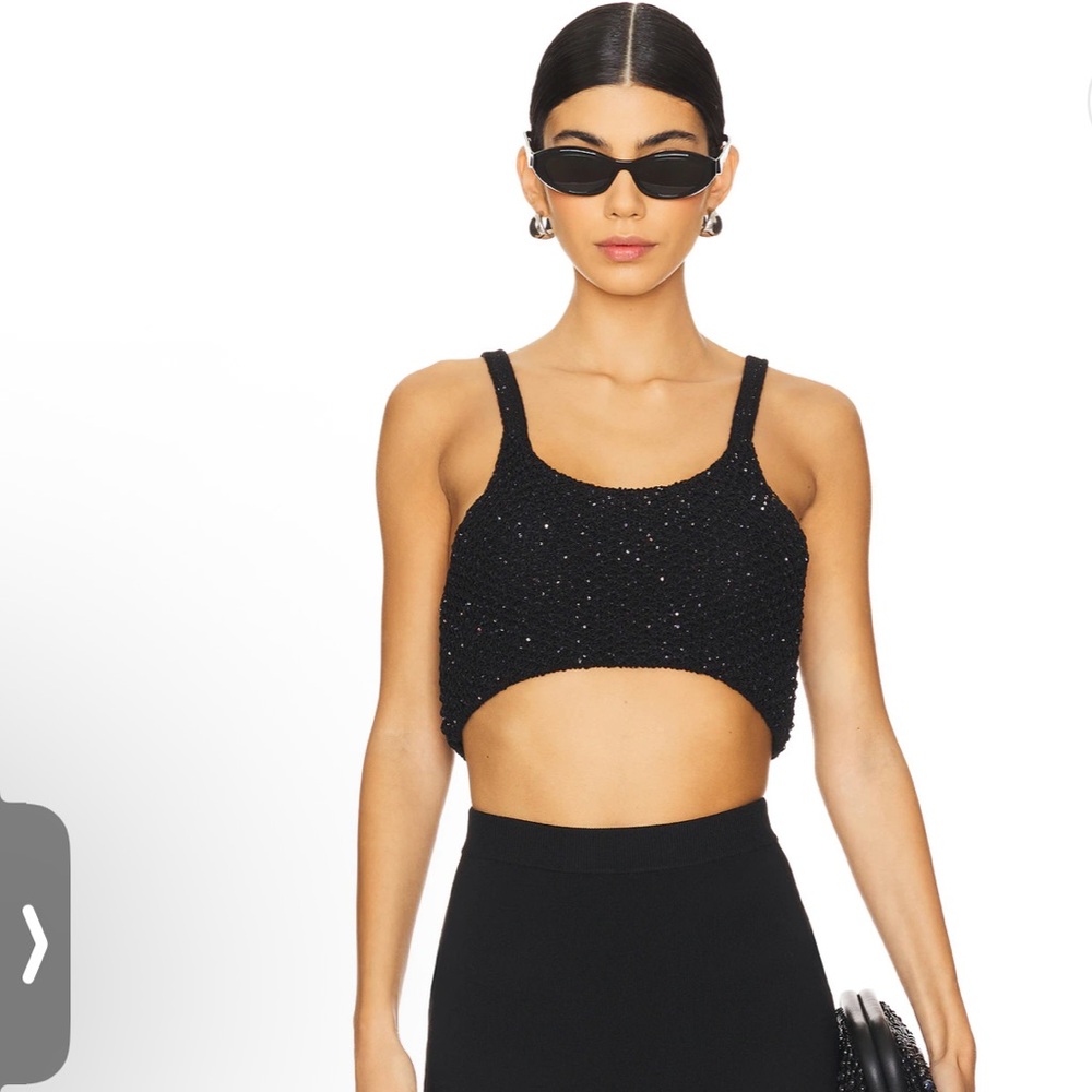 Asta Resort Grace sequined crop crochet top
